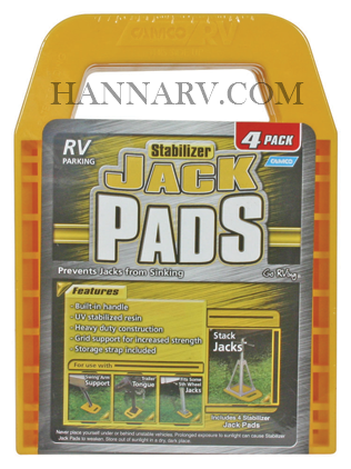 Camco Yellow Plastic RV Stabilizer Jack Pads | 4 Pack | 44595 | 21289